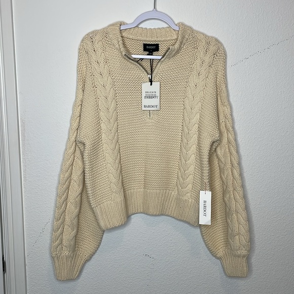 Bardot Zoe Zip Cable Knot Sweater NWT Size Medium - Picture 5 of 11